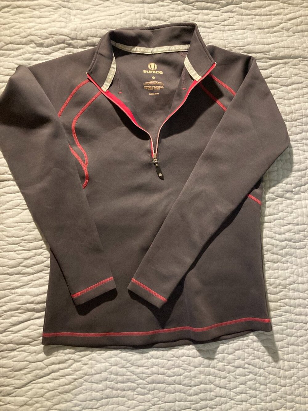 Sunice gray and pink 1/4 zip athletic jacket size L